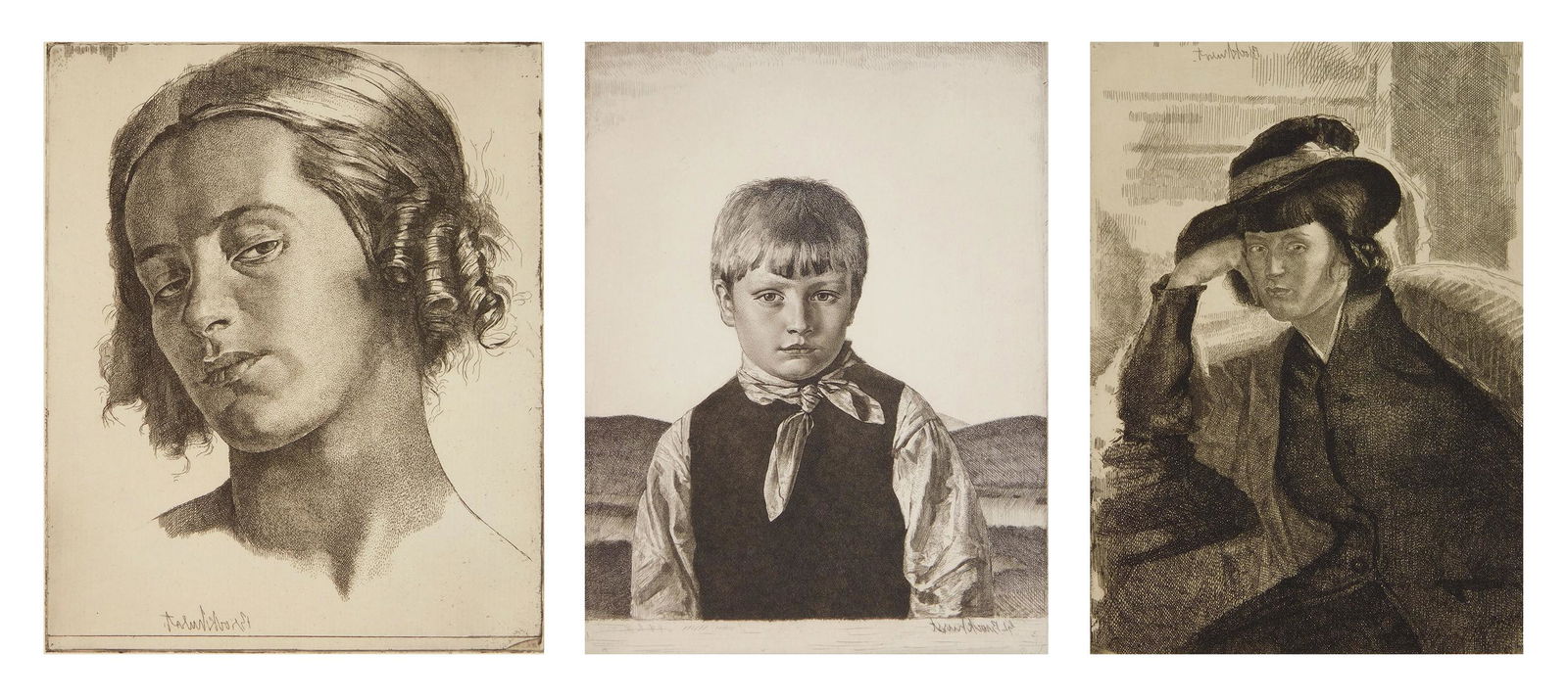 3 Gerald Brockhurst etchings (1 of 10)