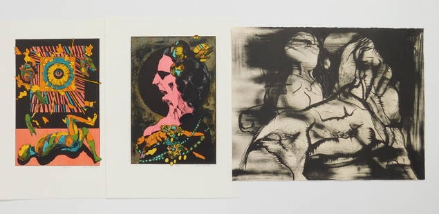 3 Lithographs: 3 Lithographs 1 & 2). Jacob Landau- ''Madeleine de Scuderi'' and ''Kingdom of Dreams''- signed and numbered in pencil, edition of 100. 10 1/2 x 7'' ea.; 3). Rico Lebrun- Untitled- 1961, signed, dated