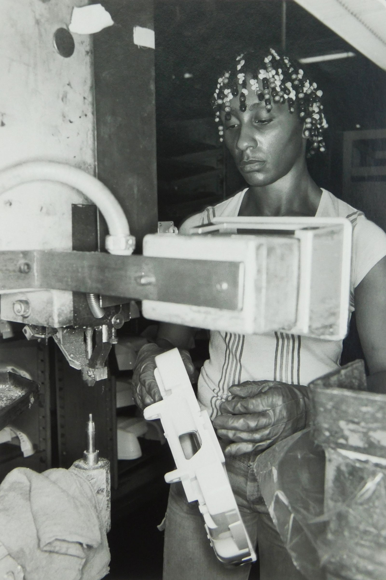 Lee Friedlander silver gelatin print: Lee Friedlander (American 1934- ) ''Canton, OH'' - gelatin silver print, 1979-80, signed in pencil with copyright stamp- verso, very good condition. 11 x 14'' Illustrated: Friedlander, Lee- ''Factory