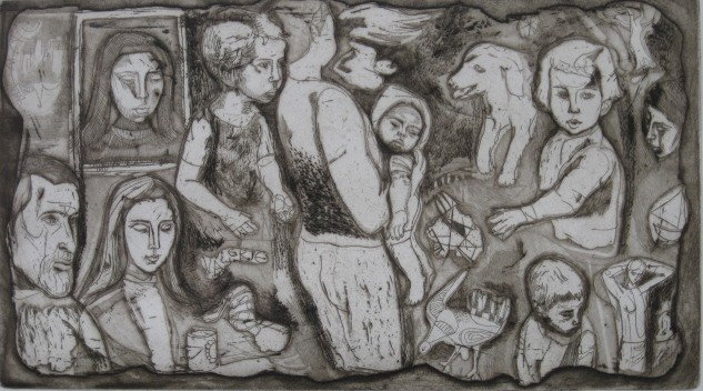 Irving Amen etching: Irving Amen- ''Sketchbook Fragments #15''- etching, signed, titled and numbered 72/200 in pencil, masking tape along top edge verso, otherwise very good condition. 9 7/8 x 17 1/2''