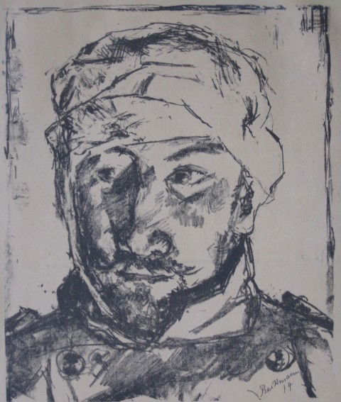 Max Beckmann lithograph: Max Beckmann- Untitled- lithograph book plate, 1914. 12 x 9 1/2''