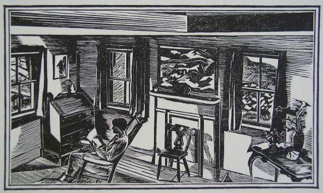 Fiske Boyd woodcut: Fiske Boyd- ''Interior''- woodcut, 1931, published by AAG in an edition of about 200, 1936-37, very good condition. 6 x 10 1/2''