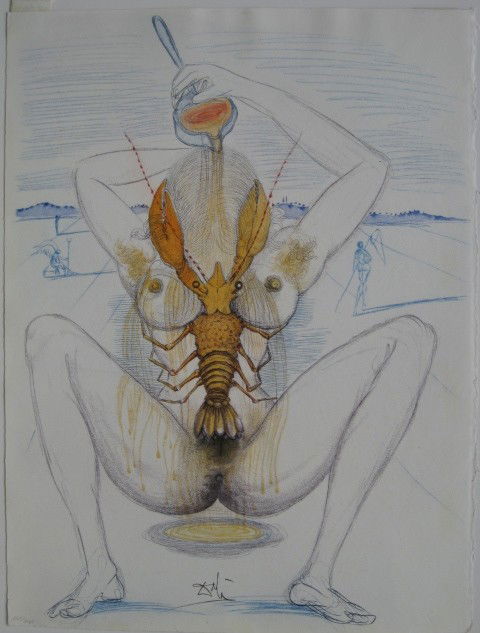 Salvador Dali intaglio: Salvador Dali- Nude and Lobster (Fields 67-4M)- intaglio in colors, 1967, signed and numbered 267/390, from the portfolio 'Dali Illustre Casanova', very good condition.