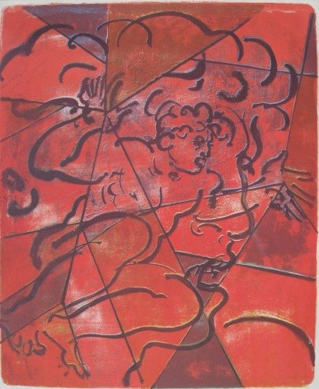 Hans Erni lithograph: Hans Erni- ''Promethee II'' (Cailler 324)- lithograph in colors, signed and numbered 23/150 in pencil, minor handling creases and some soiling in margins, generally good condition. 24 x 19 1/2''