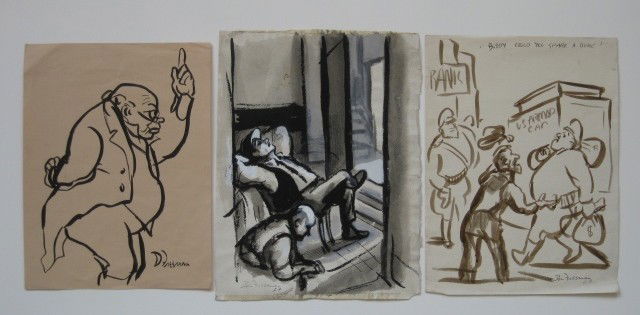 Don Freeman 3 wash drawings: Don Freeman- Figural Studies- 3 wash drawings, all estate stamped, some soft creasing, minor soiling, various sizes.