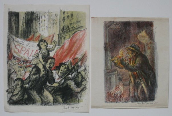 Don Freeman 2 off-set lithographs: Don Freeman- ''Demonstration'' and Untitled- 2 off-set lithographs in colors, both estate stamped. 10 1/2 x 9'', 9 x 6''
