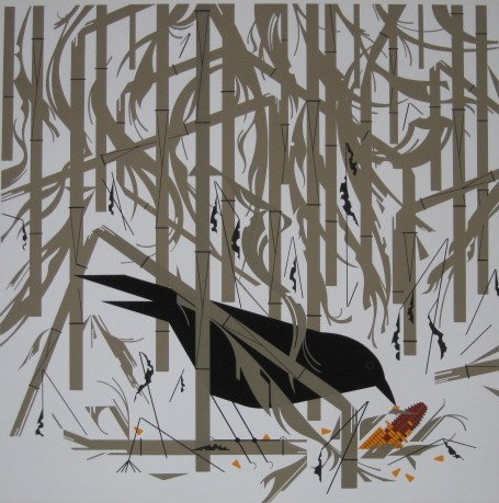 Charles Harper silkscreen: Charles Harper- ''Crow in The Snow''- silkscreen in colors, 1973, signed and numbered 616/1500 in pencil, very good condition. 20 1/4 x 20''