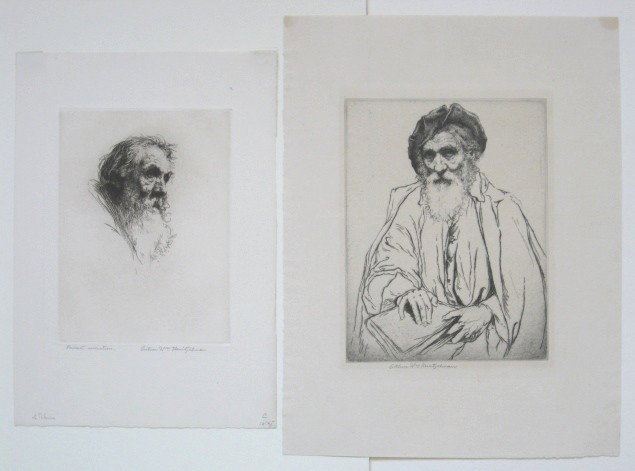 Arthur W. Heintzelman 2 etchings: Arthur W. Heintzelman- ''The Pilgrim'' (Smith 67); ''Old Man in Italian Cap'' (S. 73)- 2 etchings, 1919, 1920, both signed in pencil, 'Pilgrim' also inscribed 'Private collection' in pencil, each edit