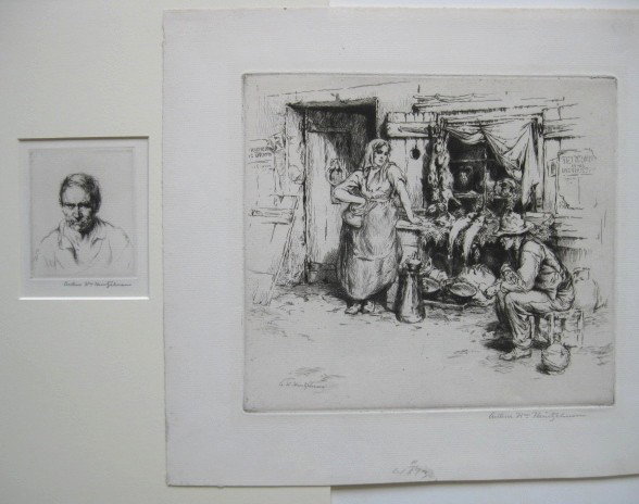 Arthur W. Heintzelman 2 etchings: Arthur W. Heintzelman- ''La Poissonnerie'' (Smith 93)- 1923, edition of 75; and ''L'Ouvrier'' (S. 101)- 1924, edition of 100- 2 etchings, both signed in pencil, 'La Poissonnerie' faintly light struck 