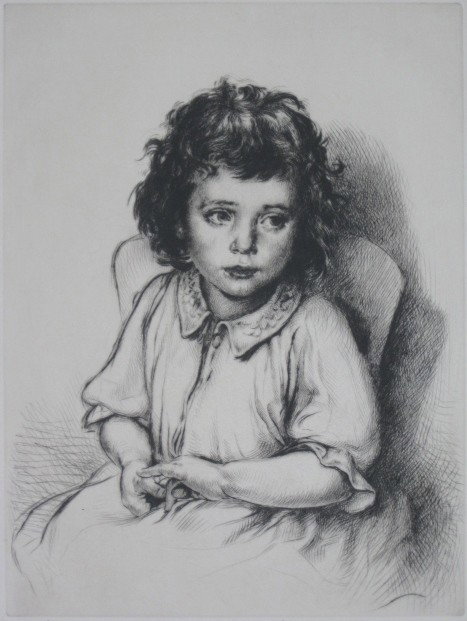 Arthur W. Heintzelman drypoint: Arthur W. Heintzelman- ''Portuguese Fisherman's Daughter No. 1'' (Smith 237)- drypoint, 1939, signed in pencil, edition of 70, stamped in red at lower right in margin, very good condition. 11 7/8 x 8 