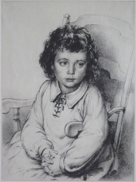 Arthur W. Heintzelman drypoint: Arthur W. Heintzelman- ''Portuguese Fisherman's Daughter No. 2'' (Smith 243)- drypoint, 1940, signed in pencil, edition of 300, mat toning and minor soiling and staining in margins, very good conditio