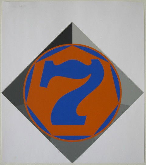 Robert Indiana serigraph: Robert Indiana- ''7''- serigraph in colors, unsigned edition of 2500. 11 3/4 x 11 3/4''