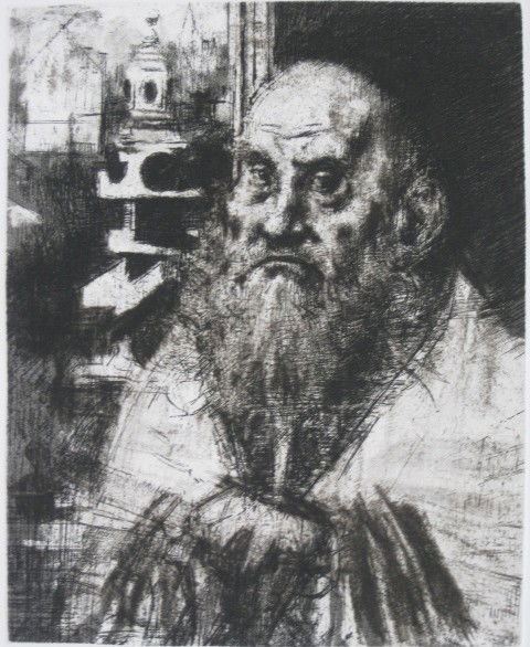 Jack Levine etching and aquatint: Jack Levine- ''Lion of Prague'' (Prescott 66)- etching and aquatint, signed and numbered 33/100 in pencil, very good condition. 20 3/8 x 15''