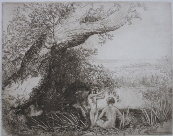 Donald Shaw MacLaughlin etching: Donald Shaw MacLaughlin- ''The Enchanted Pool''- etching, 1920, signed in pencil, very good condition. 10 1/8 x 13''