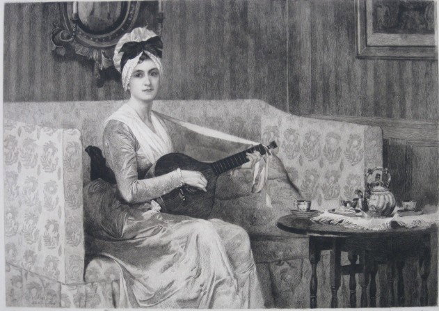 after F. D. Millet etching: after F. D. Millet- Afternoon Recital- etching, engraved by James S. King, signed in pencil by both Millet and King, published by C. J. Klackner, very good condition. 14 3/4 x 21''