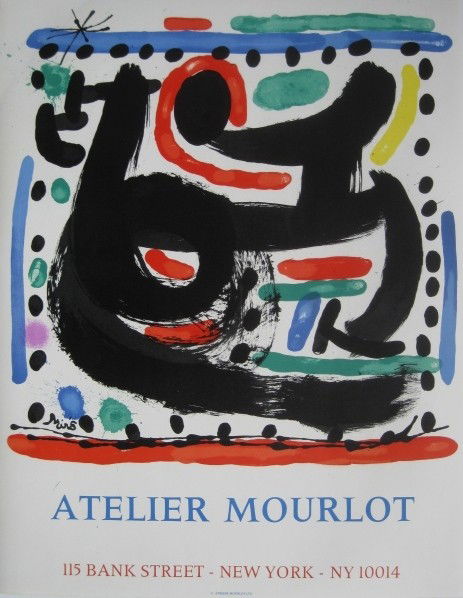 after Joan Miro poster: after Joan Miro- ''Atelier Mourlot'' (Corredor\Matheos 29)- lithographic poster in colors, 1967, edition unknown, produced for the opening of the printer Fernand Mourlot's atelier in New York, , good