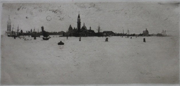 Joseph Pennell etching: Joseph Pennell- Venice- etching, 1883, very good condition. 6 x 14