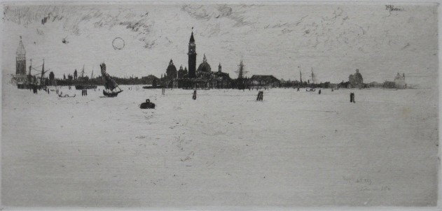 Joseph Pennell etching: Joseph Pennell- Venice- etching, 1883, very good condition. 6 x 14
