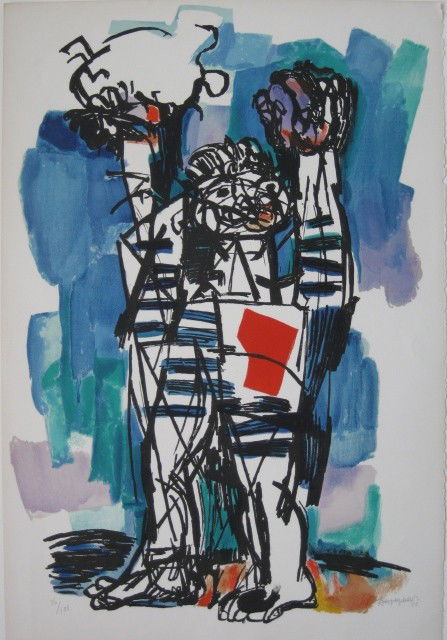 Abraham Rattner lithograph in colors: Abraham Rattner- ''Boy with Turtle'' (Kennedy 290)- lithograph in colors, 1968, signed dated and numbered 36/100 in pencil, very good condition. 33 1/2 x 21''