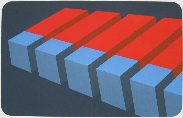 Marko Spalatin silkscreen: Marko Spalatin- Untitled- silkscreen in colors, signed in pencil, from a portfolio, crease down center as it should be. 12 5/8 x 20''