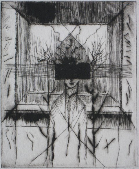 John J. Stanley etching: John J. Stanley- ''Blind Man''- etching, 1977, signed, dated, titled and numbered 2 of 5 in pencil, very good condition. 6 x 5''