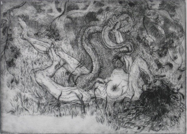 John J. Stanley etching: John J. Stanley- ''Within''- etching, 1977, signed, dated, titled and numbered 5/7 in pencil, very good condition. 6 x 8''