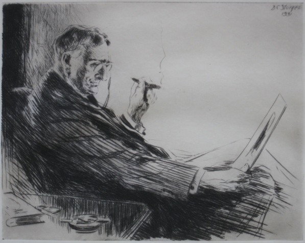 Dwight C. Sturges etching: Dwight C. Sturges- ''The Print Lover'' etching, 1931, signed in pencil. 7 x 8 7/8''
