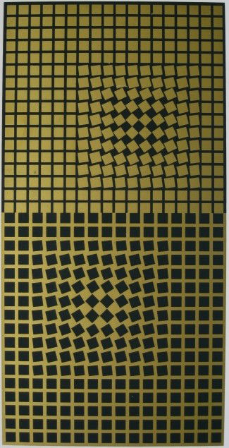 Victor Vasarely silkscreen: Victor Vasarely- Untitled- silkscreen in colors, signed and numbered 113/150, some surface scuffs and scratches. 26 3/4 x 13 3/8''