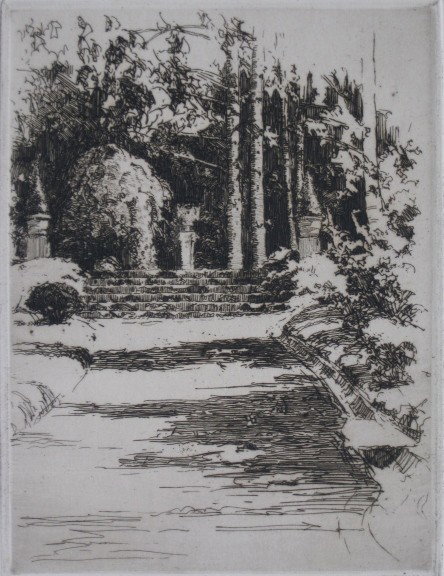 A. C. Webb etching: A. C. Webb- ''Parc a Hardicourt''- etching, signed, titled and numbered 49/75 in pencil, good condition. 8 x 6''