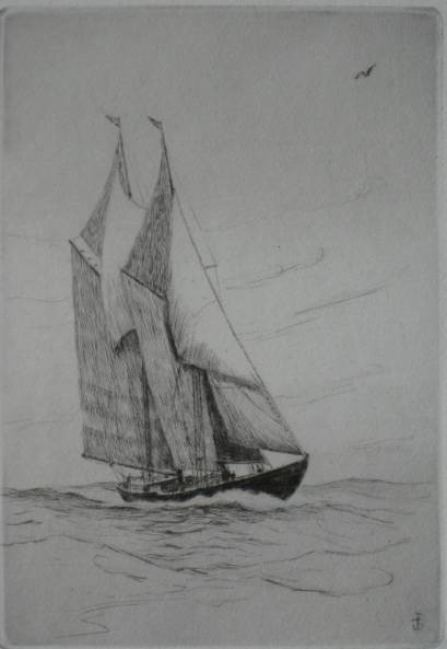 Charles J. A. Wilson etching: Charles J. A. Wilson- ''Gloucester Men''- etching, signed and titled in pencil. 5 x 3 1/2''