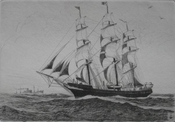 Charles J. A. Wilson etching: Charles J. A. Wilson- ''Joseph Conrad''- etching, signed and titled in pencil, very good condition. 3 1/2 x 5''
