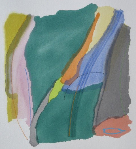 Larry Zox lithograph: Larry Zox- Untitled- lithograph in colors, signed and annotated 'IV PP' in pencil, very good condition. 16 1/2 x 15 1/2''