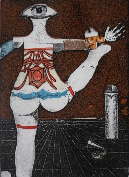 Franco Gentilini- 2 etchings: Franco Gentilini- Untitled and Portrait- 2 etchings in colors, both signed and annotated 'P. A.' in pencil. 8 1/2 x 6'' ea.