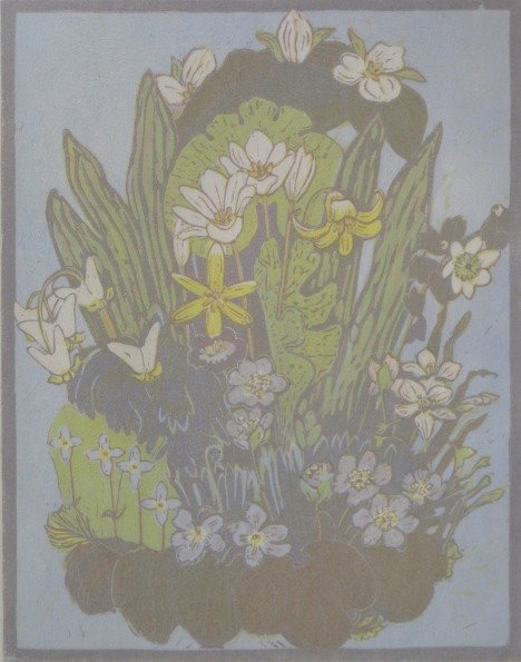 Mary P. Cunningham woodblock: Mary P. Cunningham- ''Easter''- woodblock in colors, signed and titled in pencil, very good condition. 7 1/2 x 6''