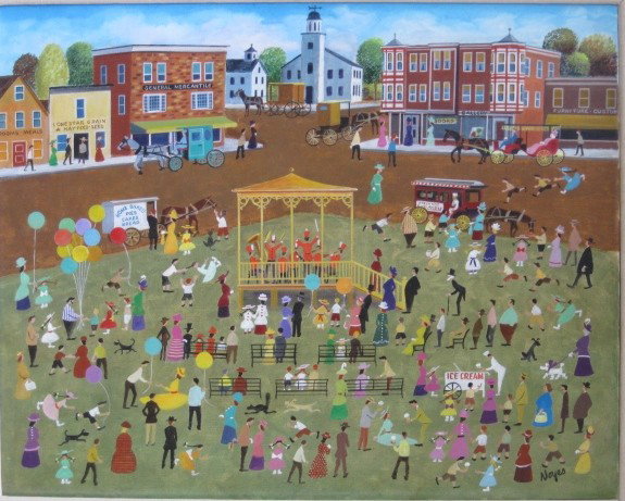 Fred ''Fritz'' Noyes oil: Fred ''Fritz'' Noyes (American 1905-1987)- Town Square- oil on canvas, signed lower right, very good condition. 24 x 30''