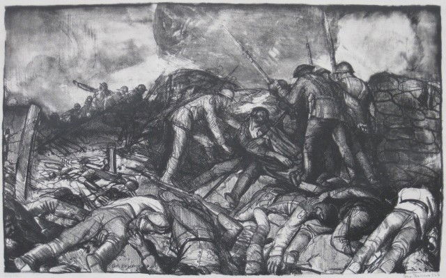 George Bellows lithograph: George Bellows (American 1882-1925)- ''The Chase'' (Mason 63)- lithograph, 1918, signed 'Geo Bellows E.J.B.' and numbered 'No. 12' in pencil. 10 x 16''