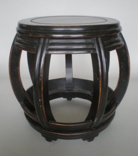 Contemporary Chinese style foot stool: Contemporary Chinese style foot stool, barrel form. 13''h