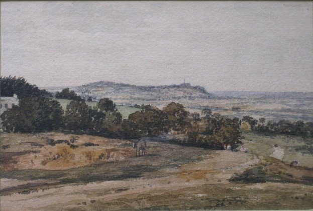 Richard H. Essex watercolor: Richard H. Essex (British 1802-1855)- English Countryside- watercolor on paper. 4 3/4 x 7''