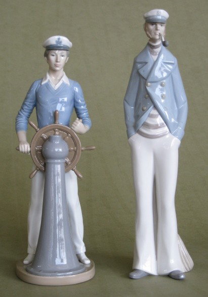 2 Lladro porcelain figurines: 2 Lladro porcelain figurines- ''Sea Captain'' (4621); ''Yachtsman'' (5206)- both marked on bottom, very good condition. 14 1/2''h, 13 1/4''h