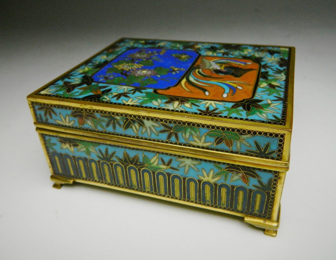 Japanese cloisonne box, attr. to Inaba (1 of 5)