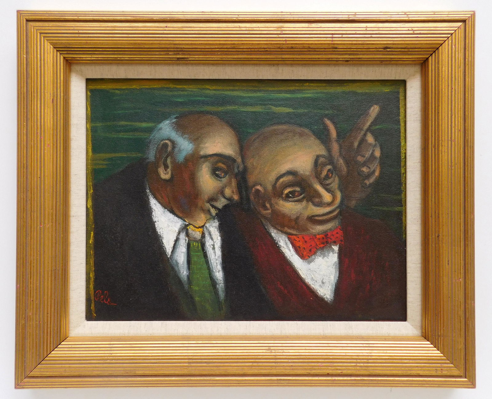 Albert Pels oil: Albert Pels (American 1910-1998) Partners- oil on canvas laid on masonite, signed Pels lower left, titled verso, very good condition, framed. 12 x 16''