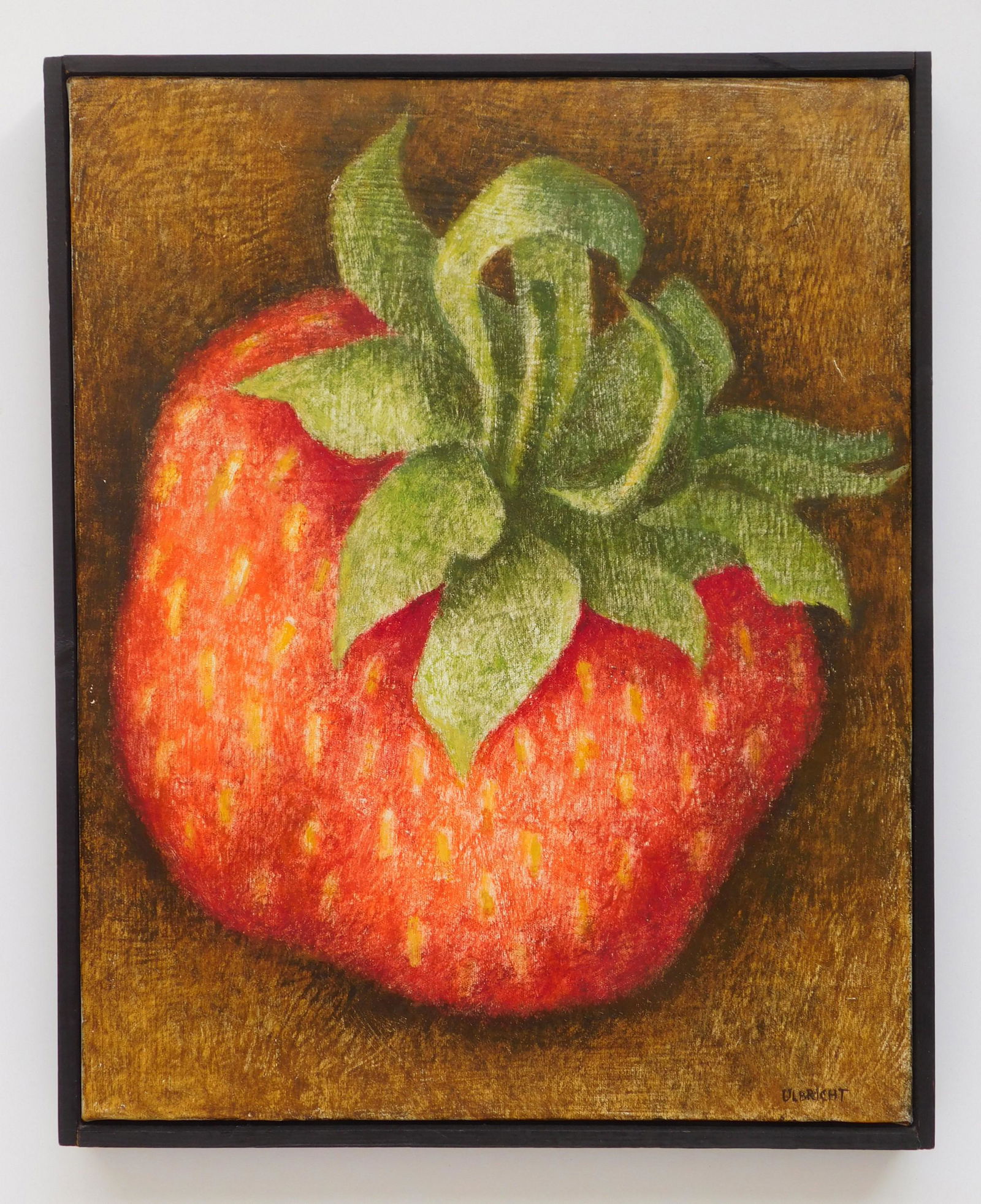 John Ulbricht oil: John Ulbricht (American 1926-2006) ''Strawberry''- oil on canvas,1971, signed Ulbricht lower right, signed and dated verso, very good condition, framed. 16 x 13''