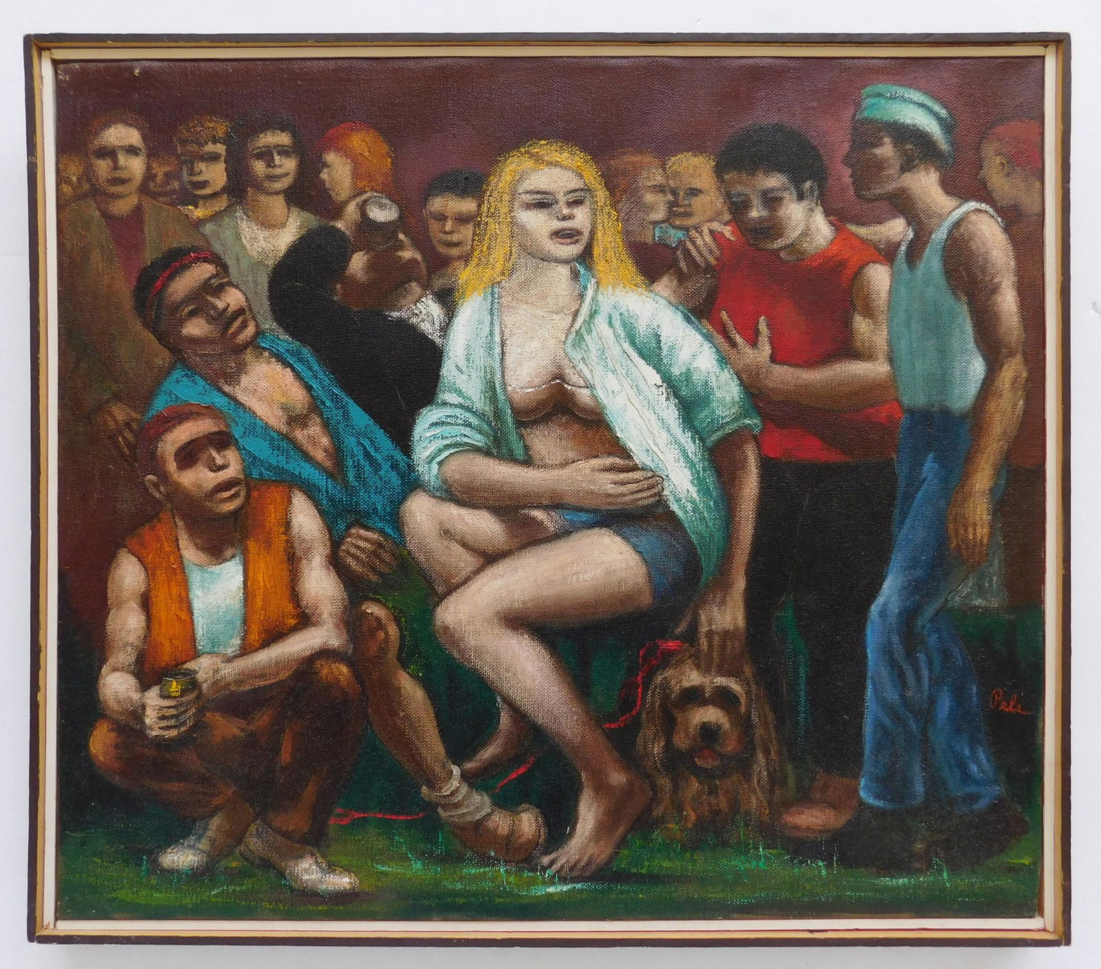 Albert Pels oil: Albert Pels (American 1910-1998) ''The Choosing of Miss Universe''- oil on canvas, signed Pels lower right, very good condition, framed. 21 1/2 x 24''