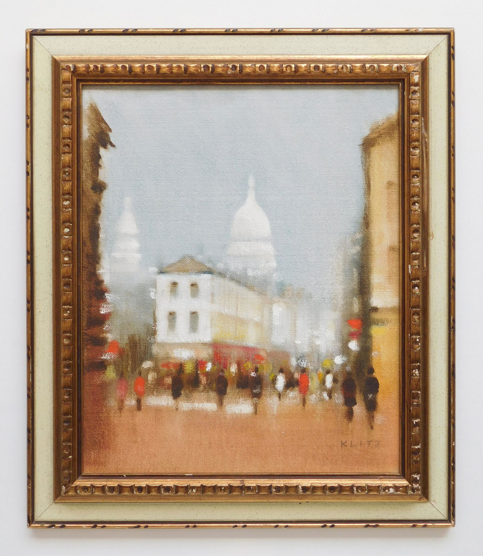 A. R. Klitz oil: A. R. Klitz (English 1917-2000) ''Montmarte, Parus''- oil on canvas, 1976, signed Klitz lower right, also signed, titled and dated verso, very good condition, framed. 17 x 14''.