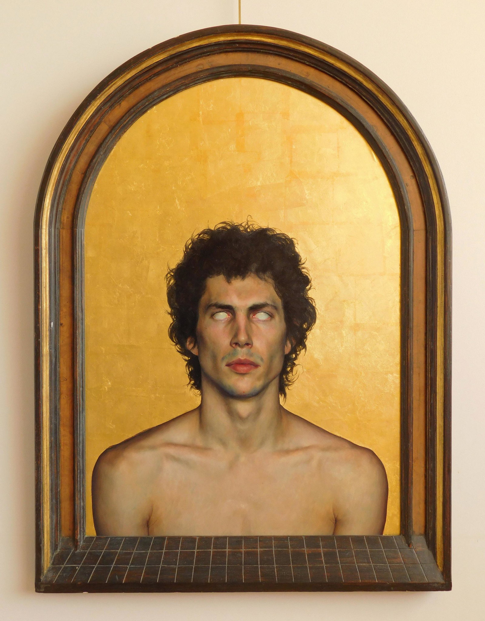 Charles A. Pfahl oil: Charles A. Pfahl (American 1946- ) ''Xandu''- oil and gold leaf on panel, unsigned, very good condition, framed. 30 1/4 x 20 3/4'' Provenance: Collection of Dale and Dorothy Foland, New Philadelphia, 