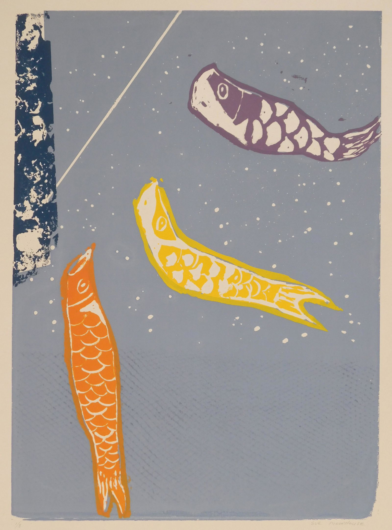 Sue Moorhouse silkscreen: Sue Moorhouse (American 20th c.) Untitled- silkscreen in colors, signed and numbered 1/8 in pencil. 19 1/2 x 14'' Provenance: John Davis collection- Falls Church, VA