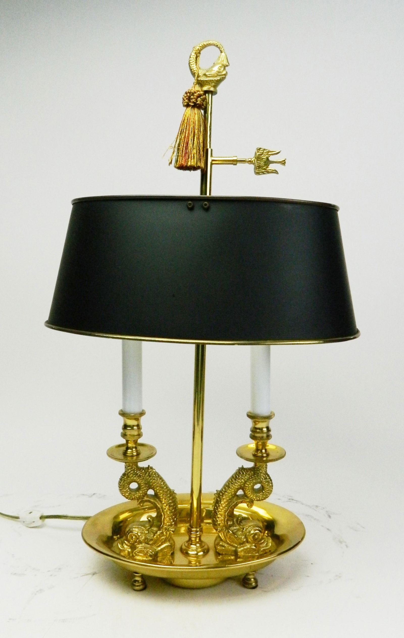 20th c. Brass dolphin form table lamp (1 of 2)