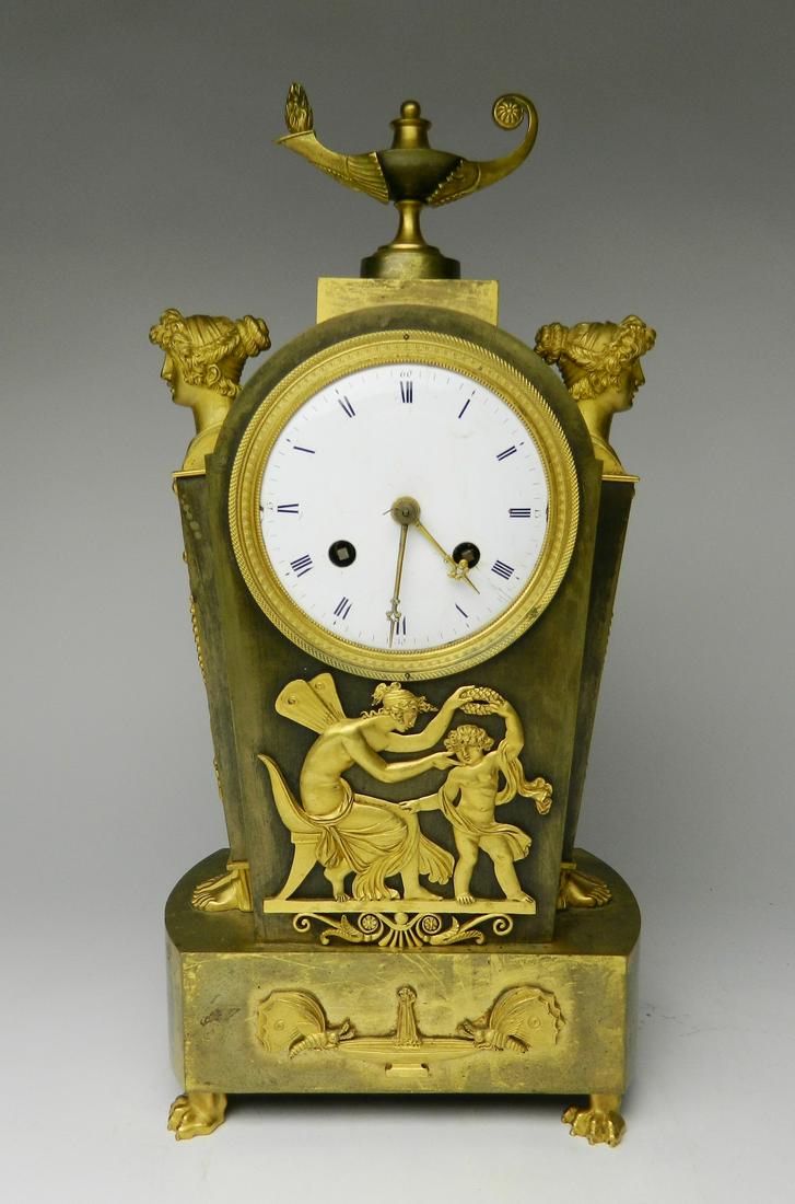 French Empire bronze mantel clock (1 of 6)
