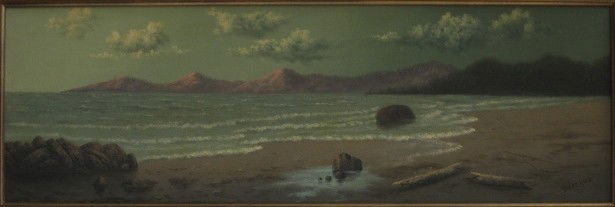 Eliza Barchus oil: Eliza Barchus- ''Nye Beach''- oil on canvas (relined), signed Barchus lower right, very good condition. 11 1/2 x 36''