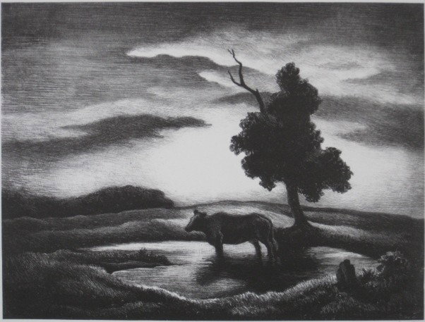 Thomas Hart Benton lithograph: Thomas Hart Benton- ''Sunset'' (Fath 43)- lithograph, 1941, signed in pencil, edition of 204, very good condition. 9 15/16 x 13 1/2''